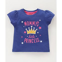 Babyhug Half Sleeves Top & Shorts Crown Print - Blue Pink