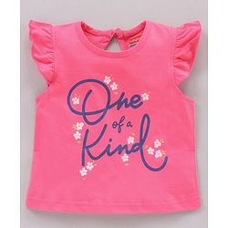 Babyhug Short Sleeves Capri Night Suit Text Print - Pink