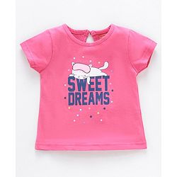 Babyhug Half Sleeves Printed Top & Shorts - Pink Navy
