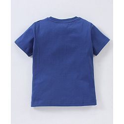 Babyhug Cotton Half Sleeves Night Suit Star and Text Print - Navy Blue
