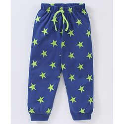 Babyhug Cotton Half Sleeves Night Suit Star and Text Print - Navy Blue