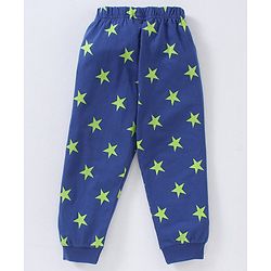Babyhug Cotton Half Sleeves Night Suit Star and Text Print - Navy Blue