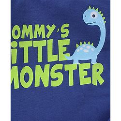 Babyhug Cotton Half Sleeves Night Suit Star and Text Print - Navy Blue