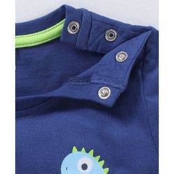 Babyhug Cotton Half Sleeves Night Suit Star and Text Print - Navy Blue