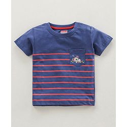 Babyhug Half Sleeves T-Shirt & Shorts Set Striped & Koala Print - Navy Blue
