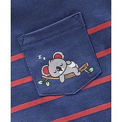 Babyhug Half Sleeves T-Shirt & Shorts Set Striped & Koala Print - Navy Blue