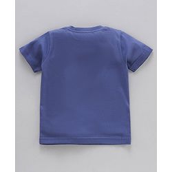 Babyhug Cotton Half Sleeves Night Suit Stripes and Journey into Space Print - Navy Blue