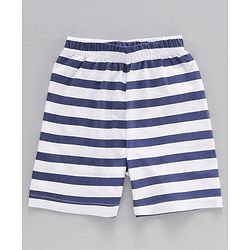 Babyhug Cotton Half Sleeves Night Suit Stripes and Journey into Space Print - Navy Blue