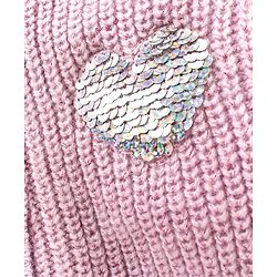 Babyhug Knit Full Sleeves Cable Knitted & Sequins Detailing Hooded Sweater - Purple