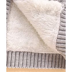 Babyhug Knit Full Sleeves Intarsia Printed Hooded Sweater - Grey Blue