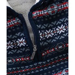 Babyhug  Blend Full Sleeves Hooded Sweater - Blue