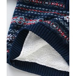Babyhug  Blend Full Sleeves Hooded Sweater - Blue