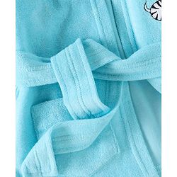 Babyhug Cotton Full Sleeves Zebra Embroidery Hooded Bath Rob - Aqua
