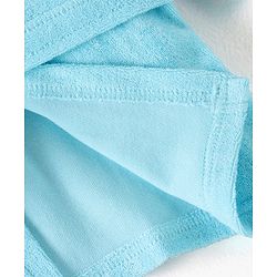 Babyhug Cotton Full Sleeves Zebra Embroidery Hooded Bath Rob - Aqua