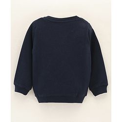 Babyhug Full Sleeves Sweatshirt With Sequence Embroidery & Bow Detailing- Navy