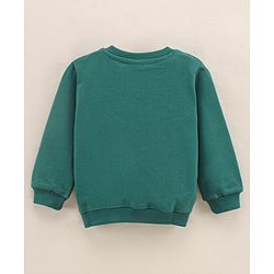 Babyhug Full Sleeves Cotton Knit Sweatshirt With Glitter Graphics Print - Green