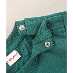 Babyhug Full Sleeves Cotton Knit Sweatshirt With Glitter Graphics Print - Green