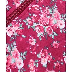 Babyhug Cotton Knit Full Sleeves Hooded Jacket Floral Print - Maroon