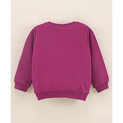 Babyhug Full Sleeves Knit Sweatshirt Penguin Print & Sequin Applique - Violet