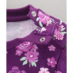 Babyhug Full Sleeve Sweatshirt Floral Print with Frill Detailing - Violet