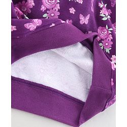 Babyhug Full Sleeve Sweatshirt Floral Print with Frill Detailing - Violet