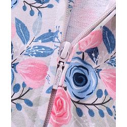 Babyhug Full Sleeves Hooded Sweat Jacket Floral Print - Grey Pink