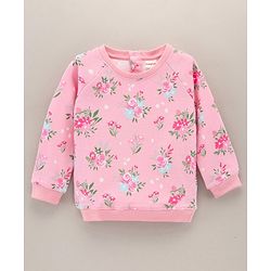 Babyhug Full Sleeves Sweatshirt Floral Print - Pink