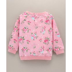 Babyhug Full Sleeves Sweatshirt Floral Print - Pink