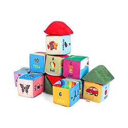 Babyhug 14 pcs Soft Colorful Stacking Cube Set| Alphabets, Numbers, Learning and Educational Brain Development Toy for 3-4 Years Kids| Building Blocks, Stacking and Sorting Gifting Toy| BIS Certified