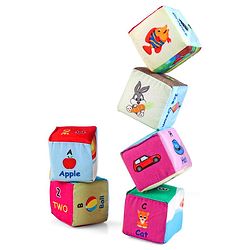 Babyhug 14 pcs Soft Colorful Stacking Cube Set| Alphabets, Numbers, Learning and Educational Brain Development Toy for 3-4 Years Kids| Building Blocks, Stacking and Sorting Gifting Toy| BIS Certified