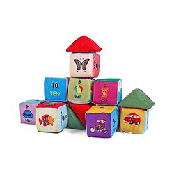 Babyhug 14 pcs Soft Colorful Stacking Cube Set| Alphabets, Numbers, Learning and Educational Brain Development Toy for 3-4 Years Kids| Building Blocks, Stacking and Sorting Gifting Toy| BIS Certified