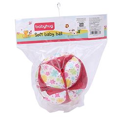 Babyhug Classic Clutch Soft Rattle Ball with Floral Print|Sensory Toy with Gentle Sound|Motor Skills, Visual Tracking & Tactile Exploration|Lightweight & Durable|BIS|0-24 Months|Red