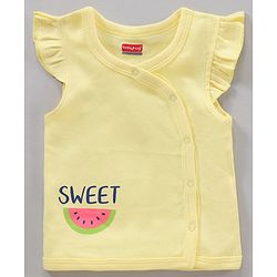 Babyhug 100% Cotton Sleeveless Stripe & Floral Printed Vest Pack Of 3 - Yellow Blue & White