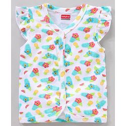 Babyhug 100% Cotton Sleeveless Stripe & Floral Printed Vest Pack Of 3 - Yellow Blue & White