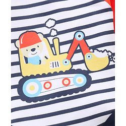 Babyhug 100% Cotton Full Sleeves Onesie Printed & Stripes - Orange
