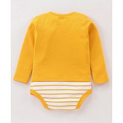 Babyhug 100% Cotton Full Sleeves Onesie Bear Print - Mustard