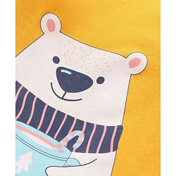 Babyhug 100% Cotton Full Sleeves Onesie Bear Print - Mustard