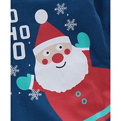 Babyhug 100% Cotton Full Sleeves Onesie Santa Print - Blue