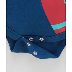 Babyhug 100% Cotton Full Sleeves Onesie Santa Print - Blue