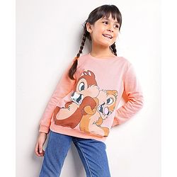 Babyhug Full Sleeves Knit Sweatshirt With Chip And Dale Print- Pink