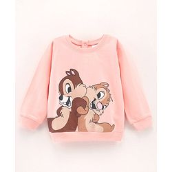 Babyhug Full Sleeves Knit Sweatshirt With Chip And Dale Print- Pink