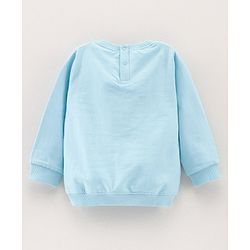 Babyhug Full Sleeves Knit Sweatshirt With Minnie Mouse Graphics- Sky Blue