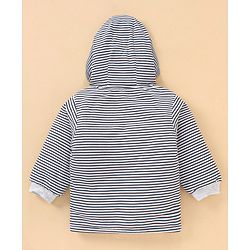 Babyhug Cotton Winter Wear Heart Patched Hooded T-Shirt and Dotted Lounge Pant - Navy Blue Pink