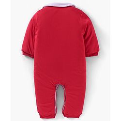 Babyhug Full Sleeves Romper Bear Embroidery - Red