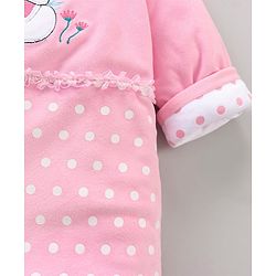Babyhug Woven Full Sleeves Rompers Kitty Applique - Pink