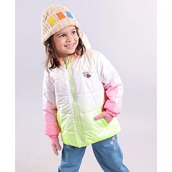 Babyhug Full Sleeves Hooded Jacket Color Block  Pattern with Heart Patch - Multicolour