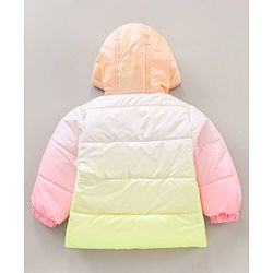 Babyhug Full Sleeves Hooded Jacket Color Block  Pattern with Heart Patch - Multicolour