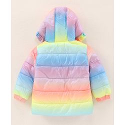 Babyhug Full Sleeves Woven Printed Hooded Padded Jacket - Multicolor
