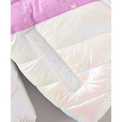 Babyhug Full Sleeves Woven Color Block Hooded Padded Jacket - Off White