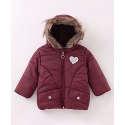 Babyhug Full Sleeves Solid Hooded Jacket - Maroon